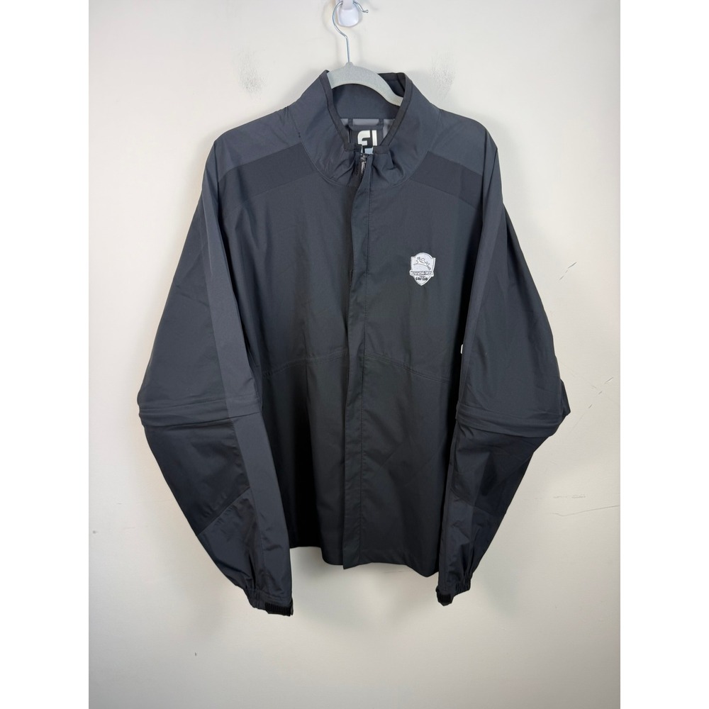 FootJoy DryJoys HydroLite Mens XL Golf Rain Jacket Black Running Deer Golf Club